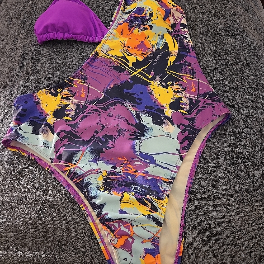 Colorful Abstract One-Piece Swimsuit - Picture 3 of 8